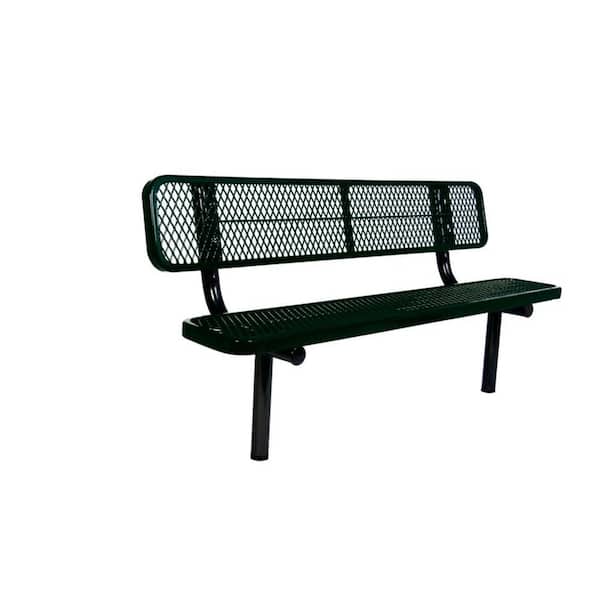 6 ft. Diamond Black Commercial Park Bench with Back Surface Mount