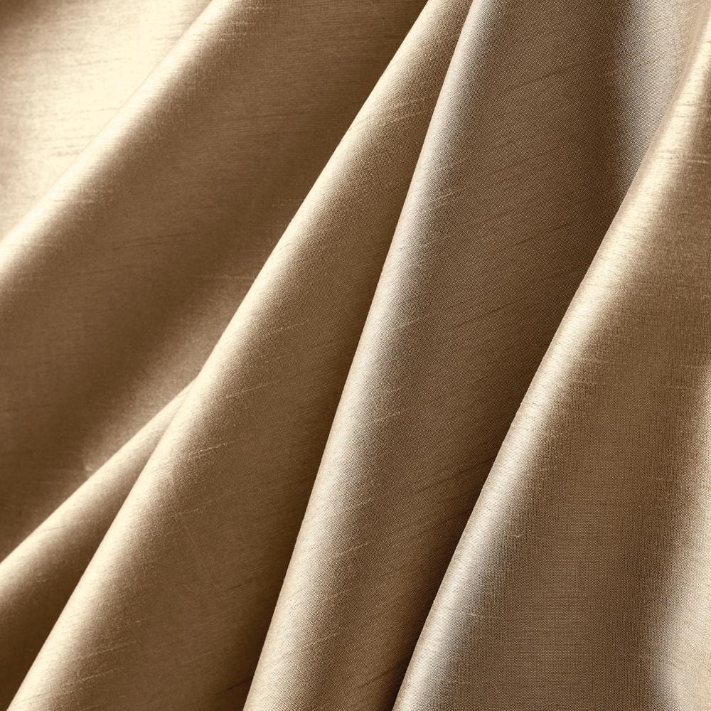 Sand Faux Silk Light-Filtering Pleated Curtain Panel