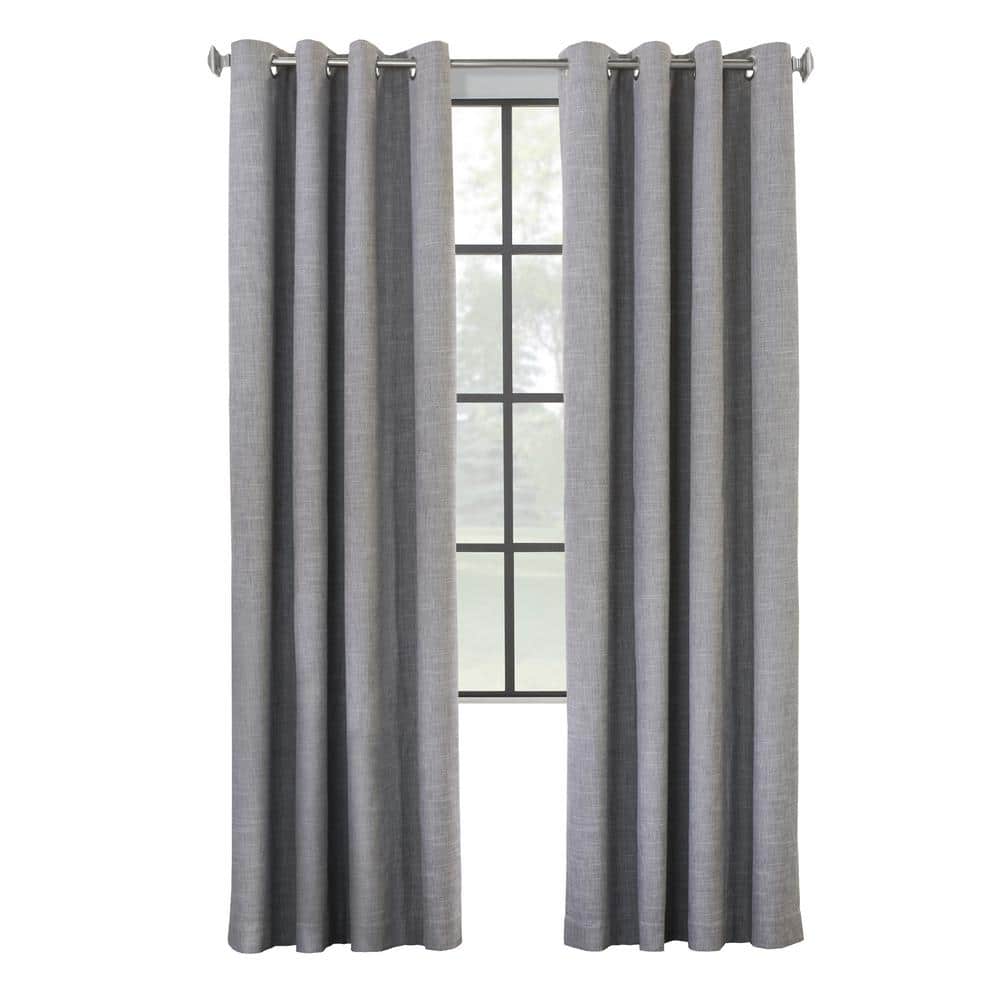 Maya Grey Polyester Smooth 52 in. W x 63 in. L Grommet Indoor Blackout Curt