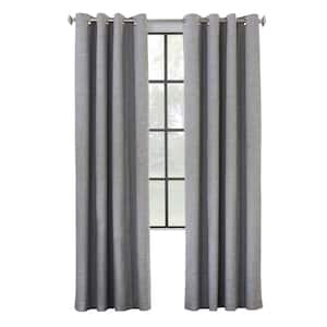 Maya Grey Polyester Smooth 52 in. W x 63 in. L Grommet Indoor Blackout Curtain (Single Panel)