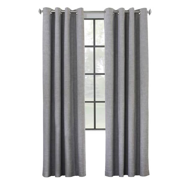 Unbranded Maya Grey Polyester Smooth 52 in. W x 63 in. L Grommet Indoor Blackout Curtain (Single Panel)