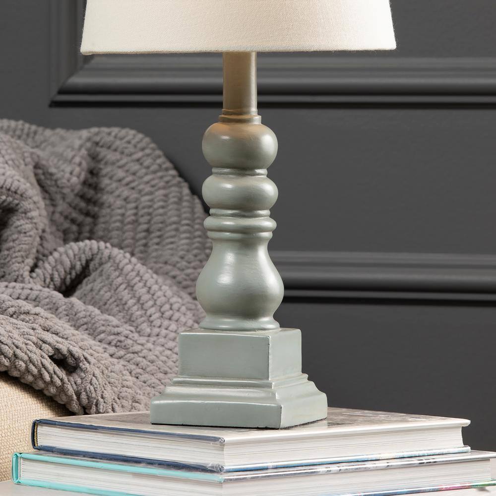 Conrad 18.5" Distressed Gray Resin Table Lamp with Linen Shade