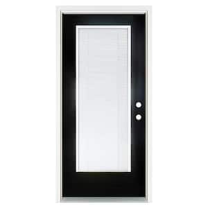 36 in. x 80 in. Left-Hand Inswing Full-Lite Blinds Glass Black Finished Fiberglass Prehung Front Door