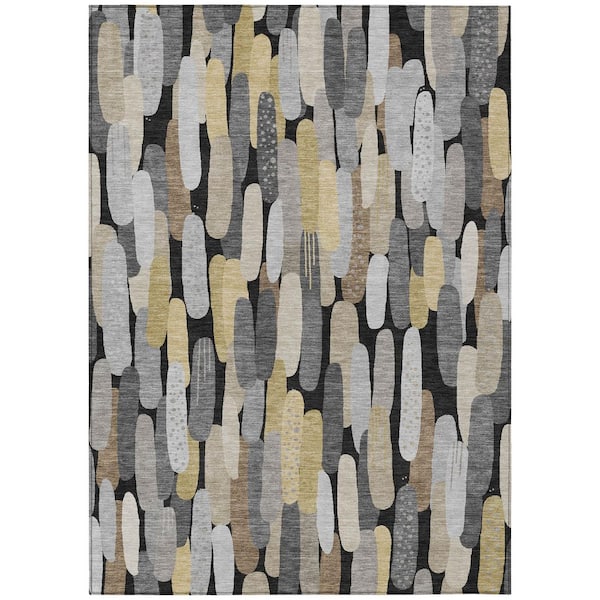 Chantille Machine Washable Indoor/Outdoor Abstract ACN3111 Black 5 ft. x 7 ft. 6 in. Area Rug