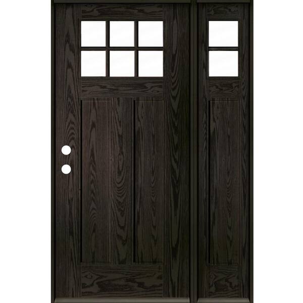 Krosswood Doors Craftsman 50 in. x 80 in. 6-Lite Right-Hand/Inswing Clear Glass Baby Grand Stain Fiberglass Prehung Front Door with RSL
