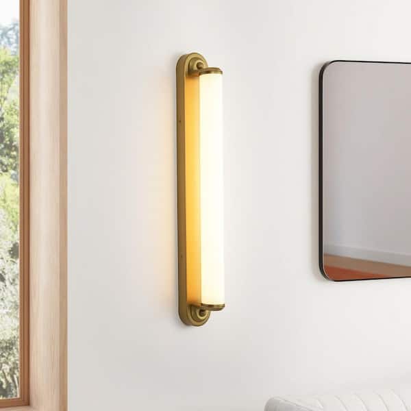 Aure Modern 1-Light 24 in. Brushed Gold Linear Wall Sconce with Frosted Acrylic Tube and 3000K LED Light