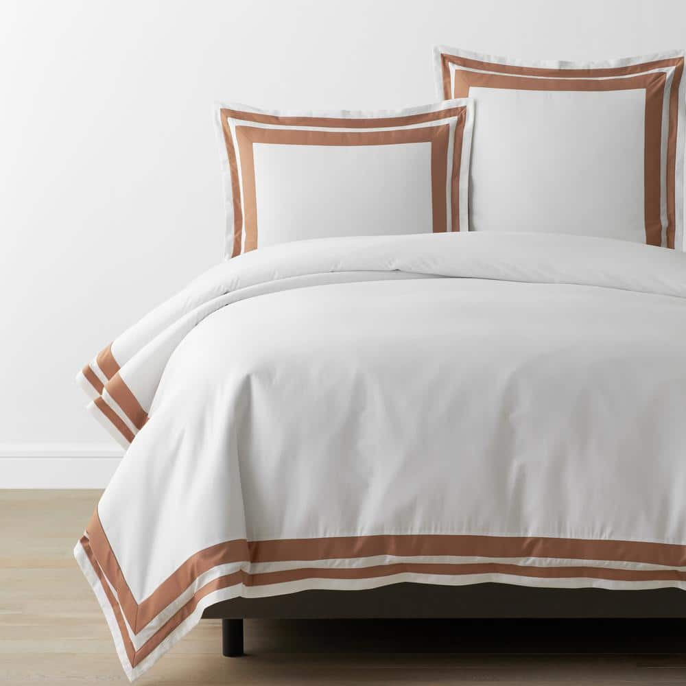 The Company Store Legends Hotel Double Border Caramel King/Cal King  Wrinkle-Free Sateen Duvet Cover 51028D-K/CK-CARAMEL - The Home Depot