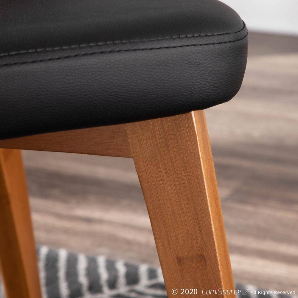 High Walnut and Black Faux Leather Upholstered Side Chair