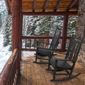 Modern All Weather Black Rocking Plastic Adirondack Chair