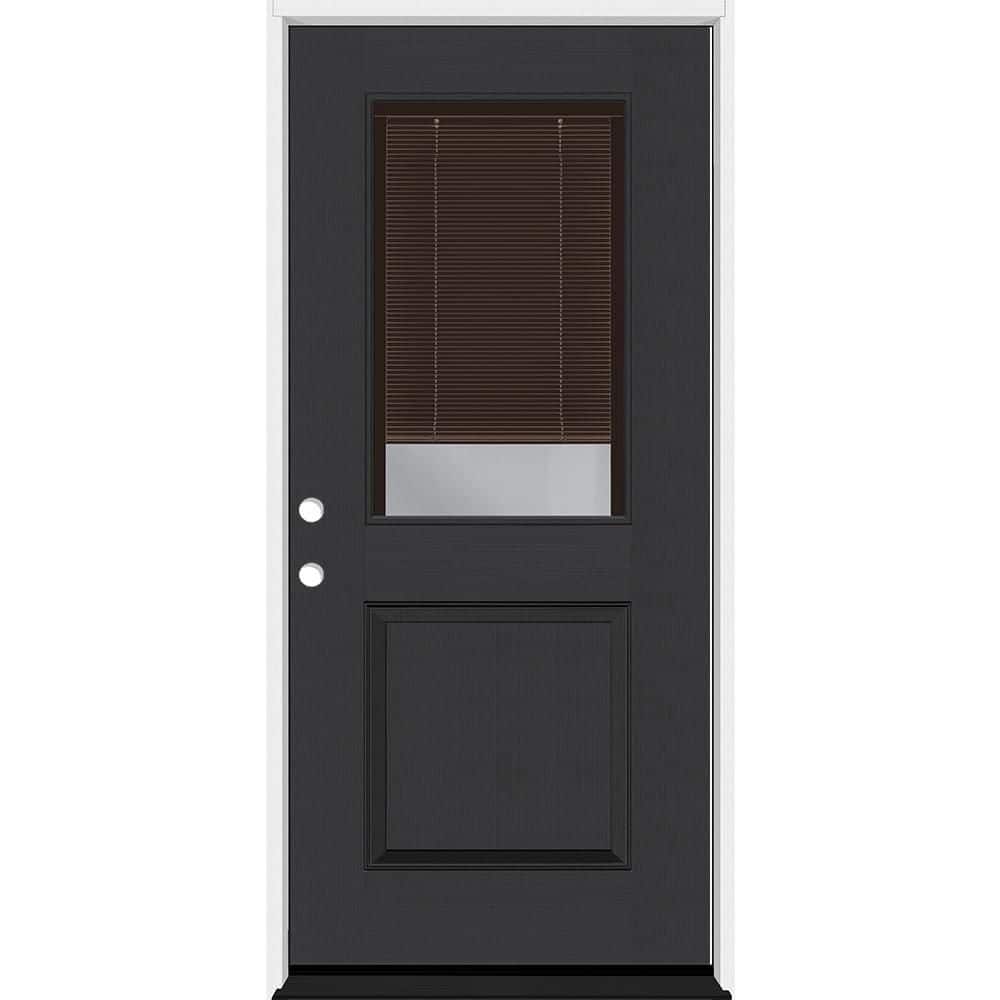Legacy 32 in. x 80 in. 1/2 Lite Clear Glass Mocha Miniblind RHIS Black Finish Fiberglass Prehung Door w/6-9/16 in. Jamb price history on PriceWatchPro
