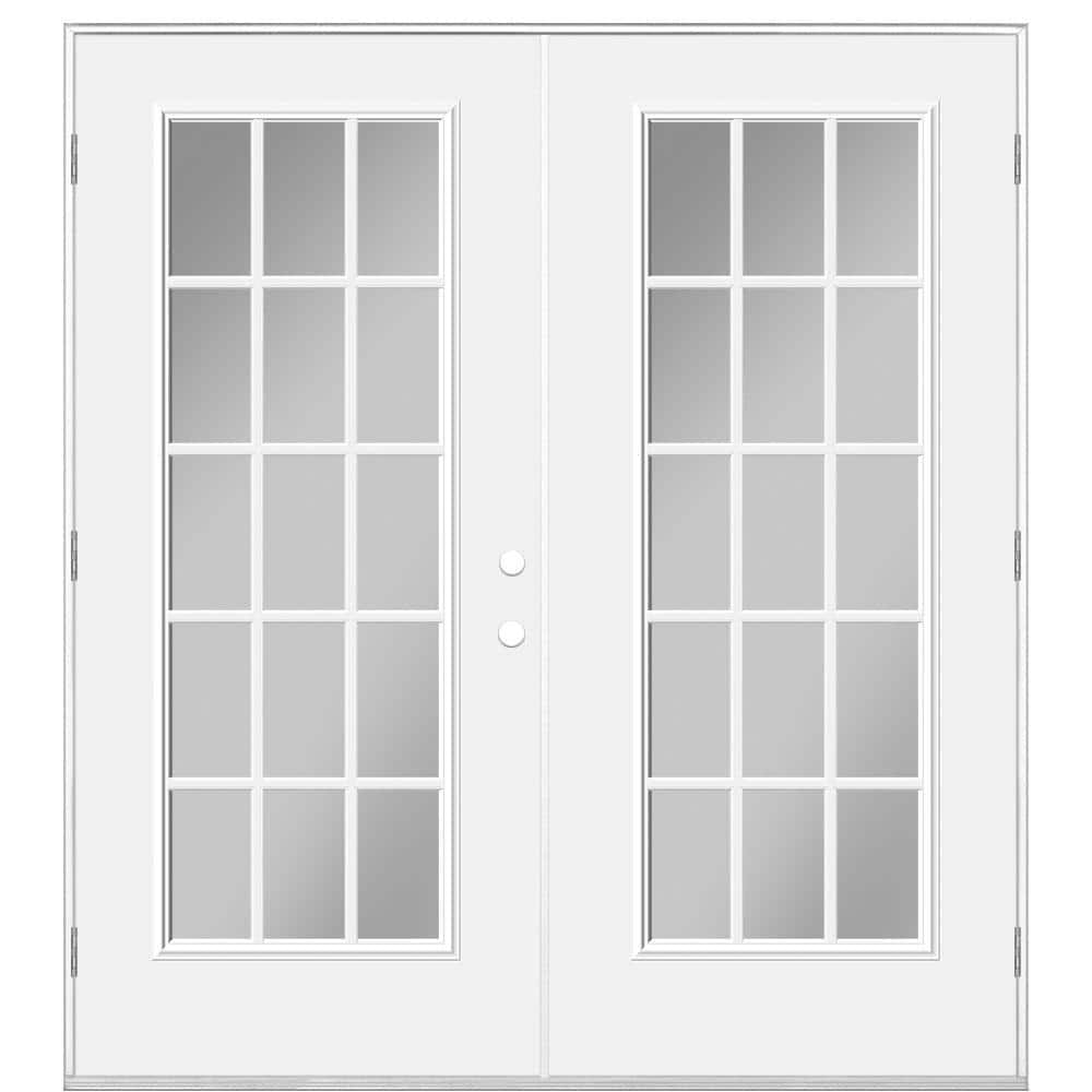 Masonite 72 in. x 80 in. Premium Primed Right Hand Outswing 15 Lite ...