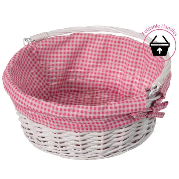 Laundry Basket Large Pink Storage Basket Wicker Large Round - Inspire Uplift