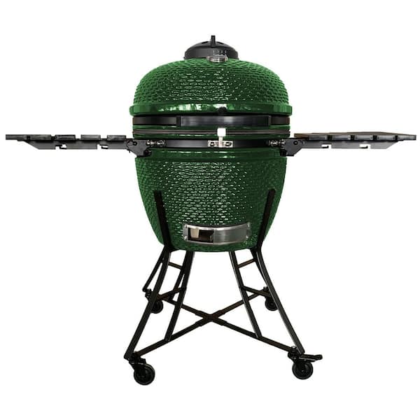 DIRECT WICKER 24 in. Barbecue Charcoal Grill in Green, Ceramic Kamado Grill Table, for Camping and Picnic W59134353 - The Home Depot