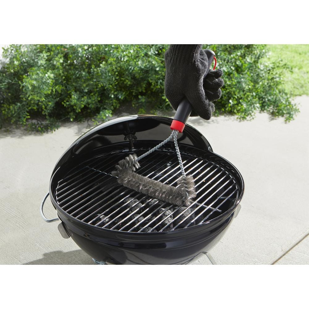 Weber 12" Black and Red Three-Sided Grill Brush
