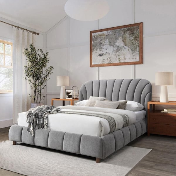 Tillie Gray Wood Frame King Panel Bed