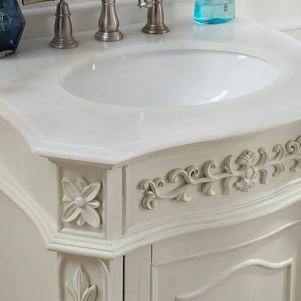 Home Decorators Collection Winslow 26 In W X 22 D Bath Vanity Antique White With Top Marble Basin Bf 27000 Aw - Home Decorators Collection Winslow Vanity