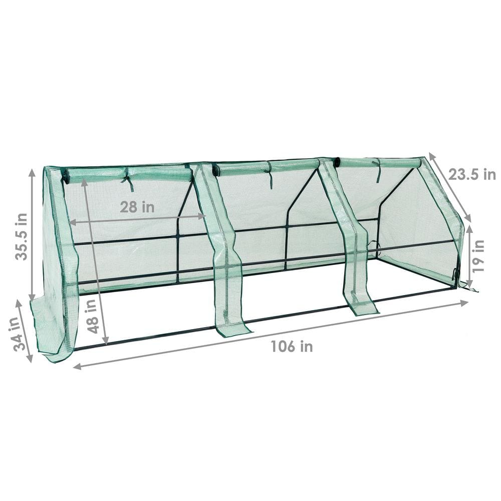 Sunnydaze Green 106" Polyethylene Mini Cloche Greenhouse with Iron Frame