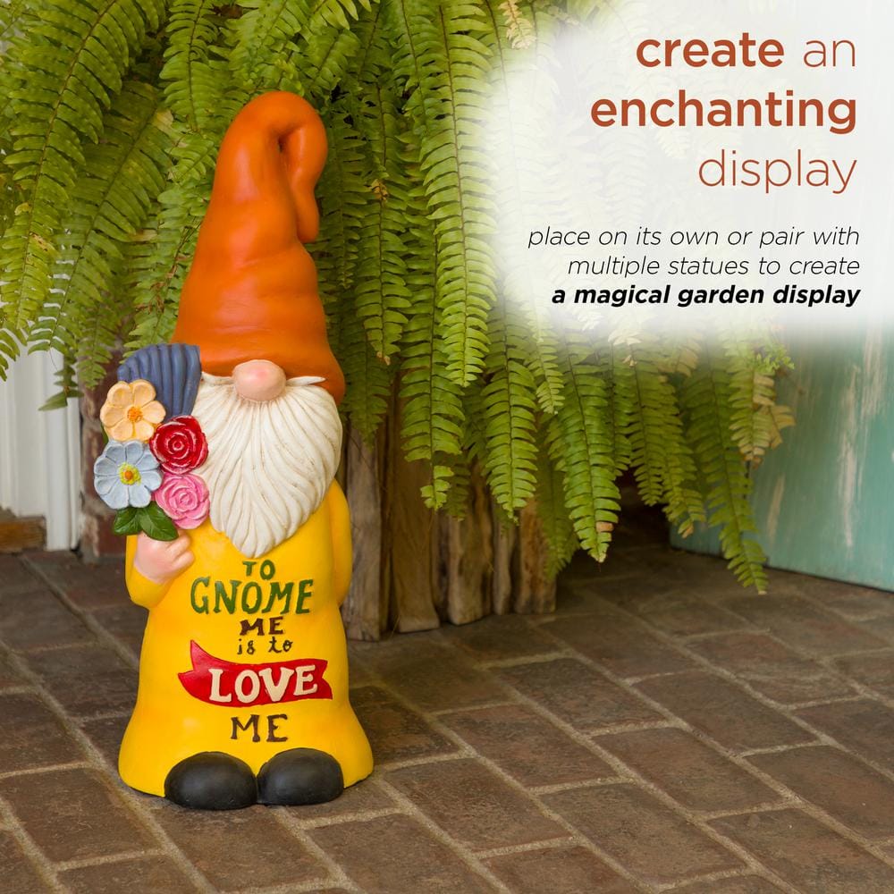 24" Multicolor Polyresin Garden Gnome with Flowers
