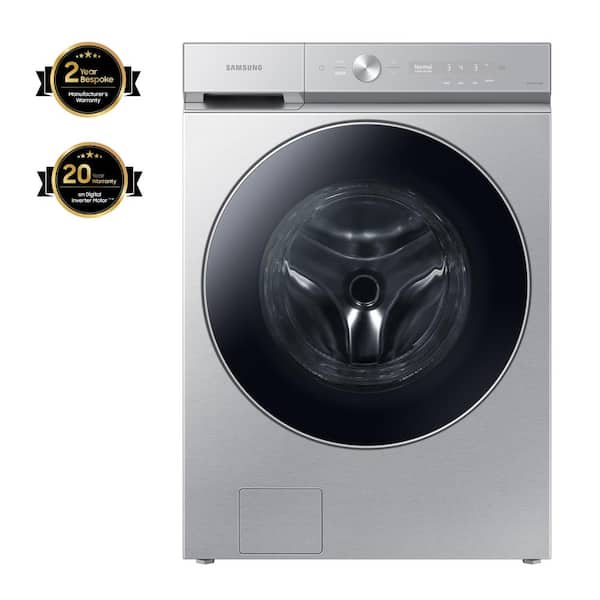 Samsung Bespoke 5.3 cu. ft. Ultra-Capacity Smart Front Load Washer in Silver Steel with AI OptiWash and Auto Dispense