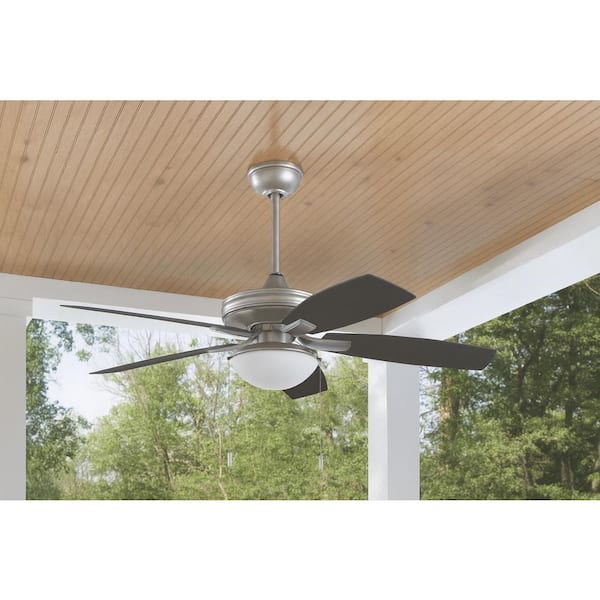 Hampton Bay Gazebo III 52 in. Indoor/Outdoor Wet Rated Brushed Nickel Ceiling Fan with LED Bulbs Included