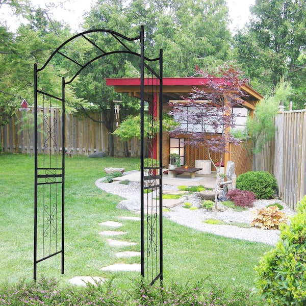 Garden Arbor Trellis Outsunny 7.5ft Metal Garden Arch With Gate ...