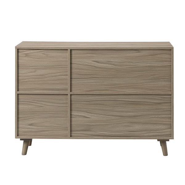 JAYDEN CREATION Ezio 3-Door Acorn Rattan Accent Cabinet with