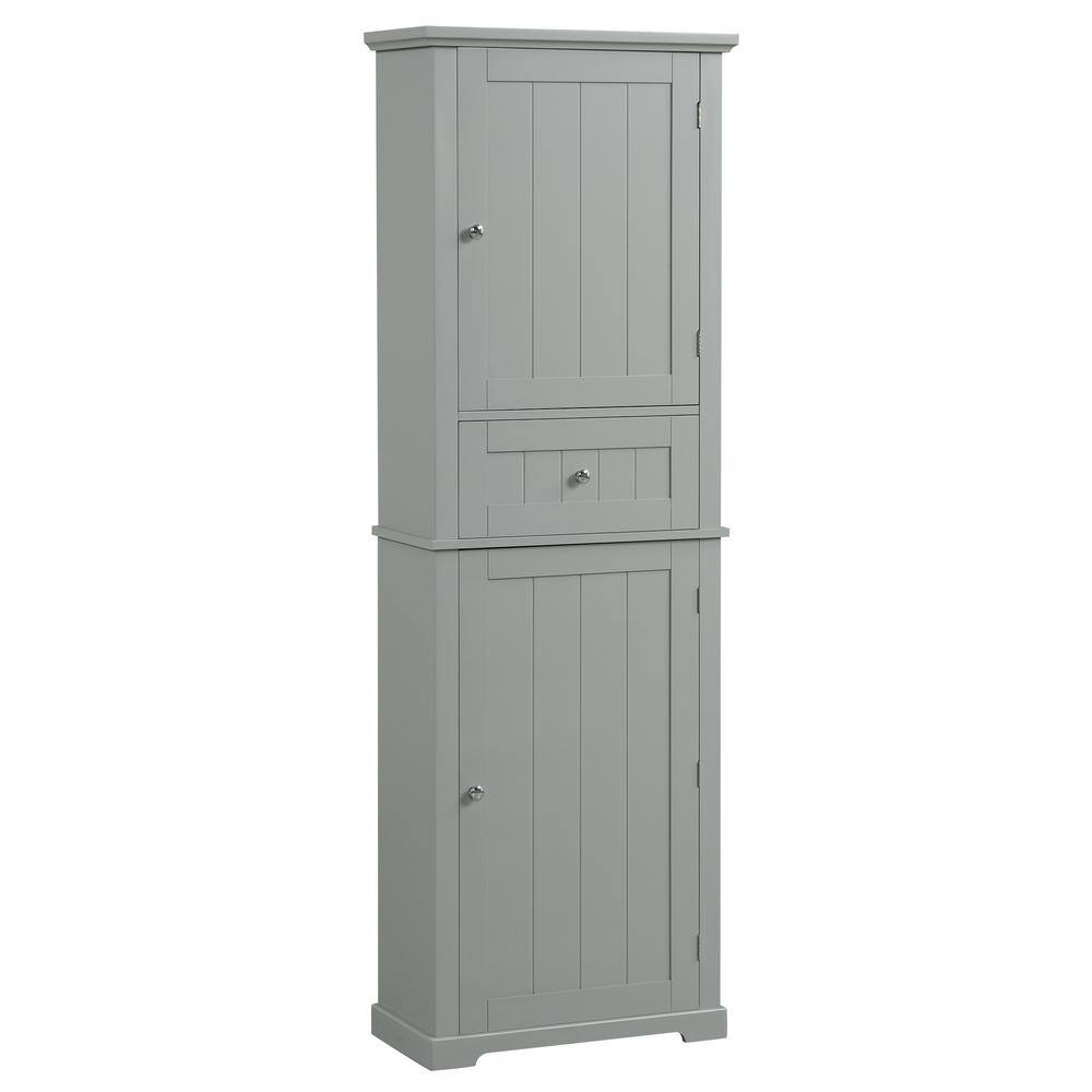 22 in. W x 11 in. D x 67.7 in. H Gray MDF Freestanding Linen Cabinet with Drawer and Adjustable Shelf price history on PriceWatchPro