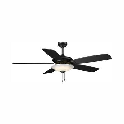 Hampton Bay Menage 52 In Integrated Led Indoor Low Profile Matte Black Ceiling Fan With Light Kit 14602 The Home Depot