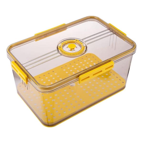 1 Piece Airtight Bread Storage Container with Time Recording Dial, Large Capacity Bread Box for Kitchen Counter, Yellow