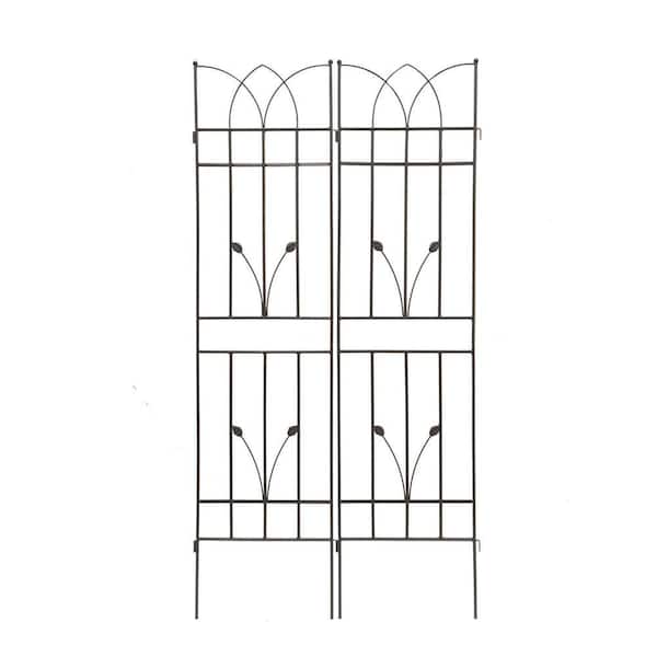73 in. x 71 in. in Brown Metal Garden Trellis for Climbing Plants Outdoor Flower Support (4-Pack)