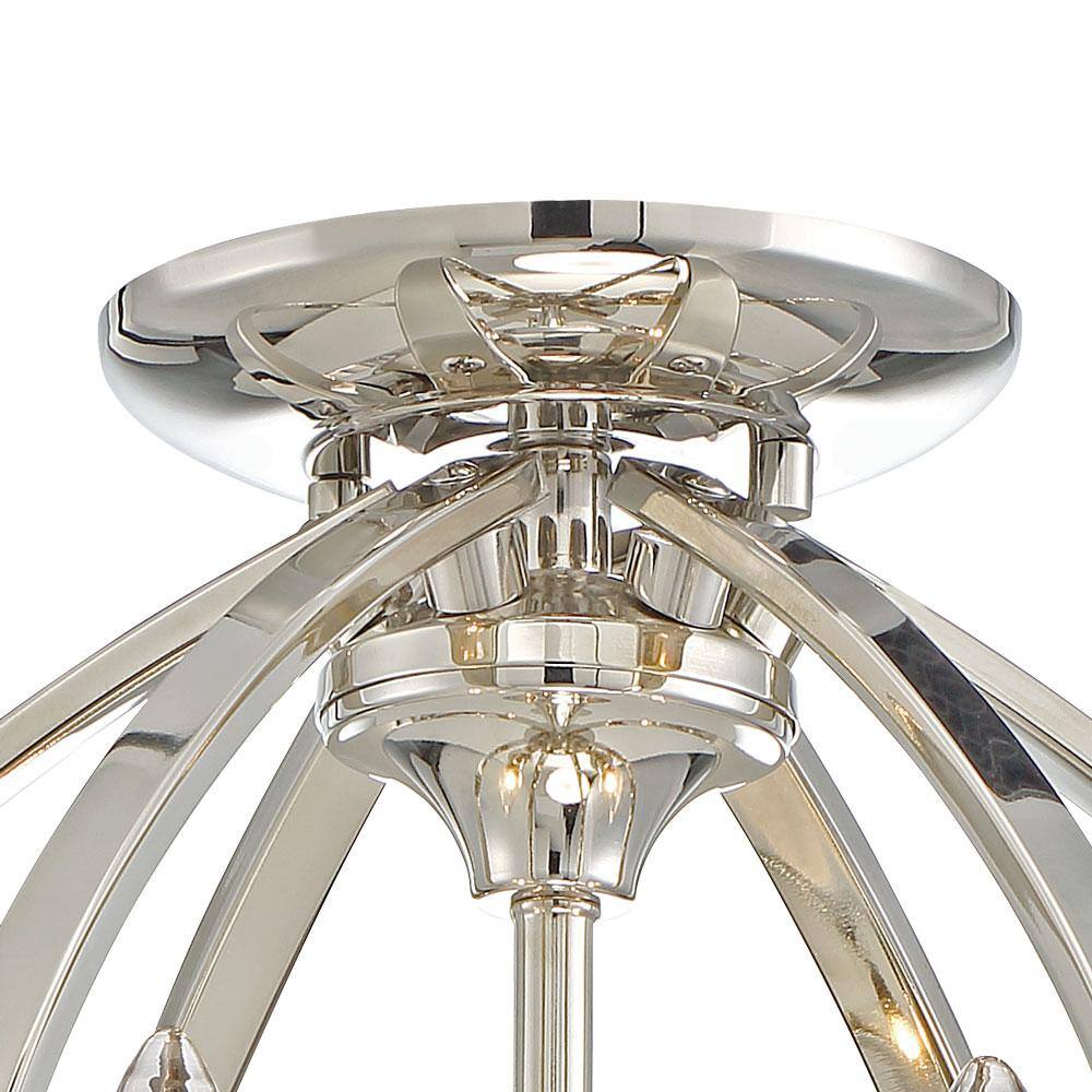 Polished Nickel 3-Light Semi Flush Mount Ceiling Fixture
