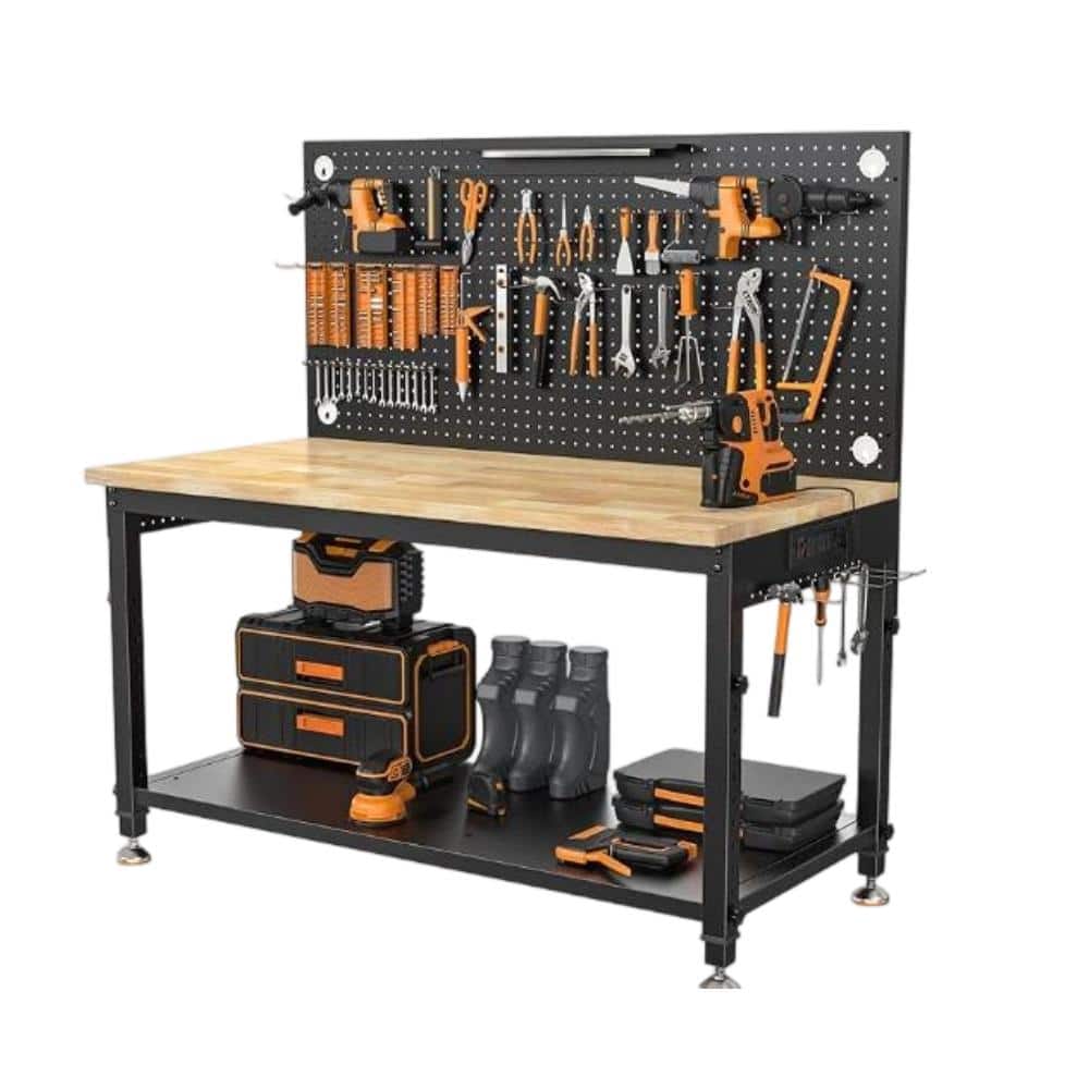 Heavy Duty Bamboo Wood Steel Workbench, Sturdy Workshop for Home Office price history on PriceWatchPro