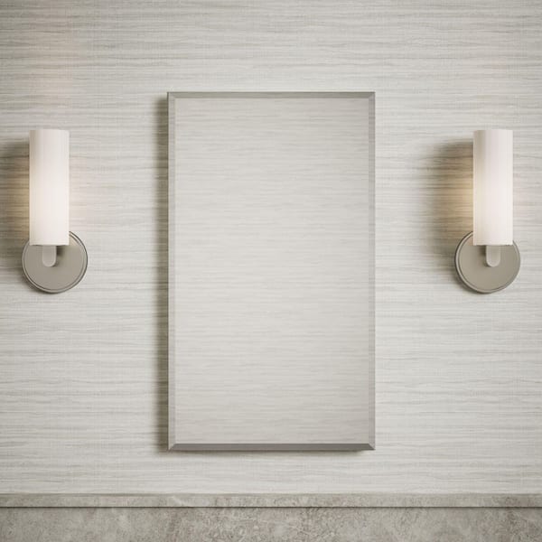 15 in. W x 26 in. H Beveled Single Door Recessed or Surface Mount Medicine Cabinet with Mirror Interior