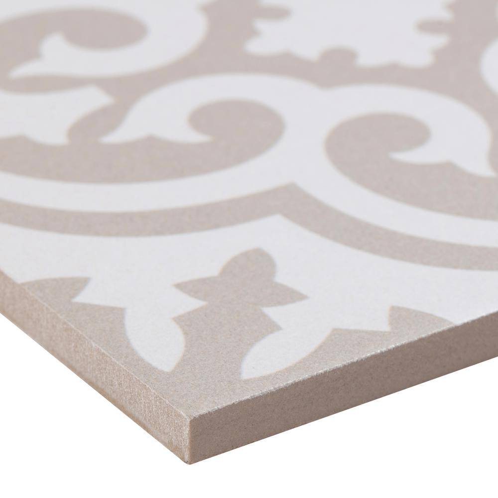 Bliss 8" Brown and White Porcelain Patterned Tile
