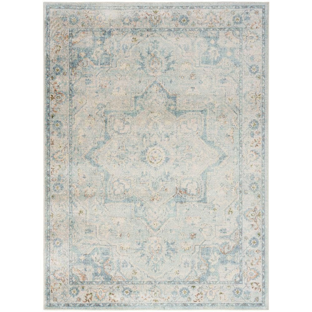 Spotlight Blue Rug Nourison Astra Machine Washable Light Blue 4 ft. x 6 ft. Center ...