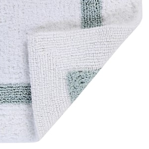 Hotel Collection White/Blue 20 in. x 20 in. Contour 100% Cotton Bath Rug