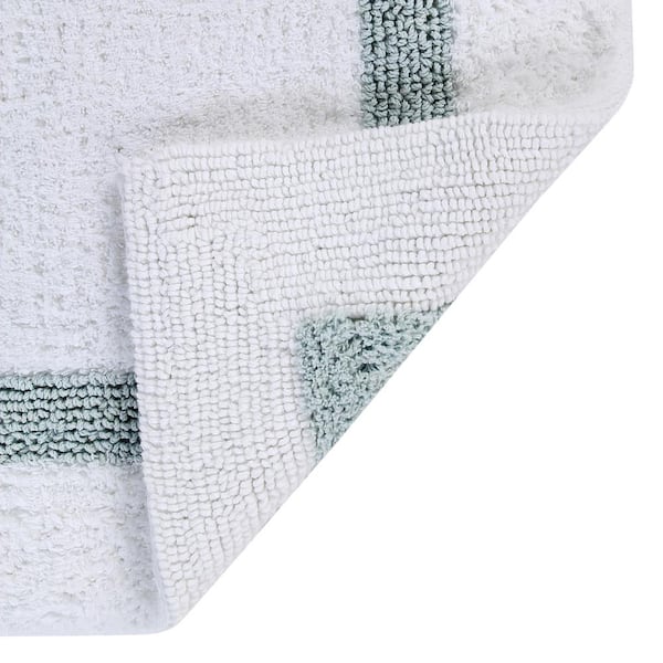 Better Trends Hotel Collection White/Blue 20 in. x 20 in. Contour 100% Cotton Bath Rug