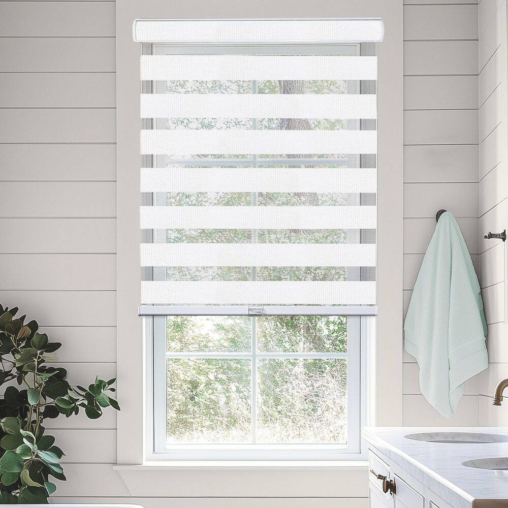 Cordless Light Filtering Dual Layer Polyester Zebra Roller Window Shade, Basic Arctic 24 in. W x 72 in. L price history on PriceWatchPro
