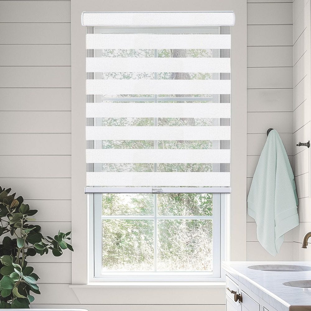 Cordless Light Filtering Dual Layer Polyester Zebra Roller Window Shade, Basic Arctic 65 in. W x 72 in. L price history on PriceWatchPro