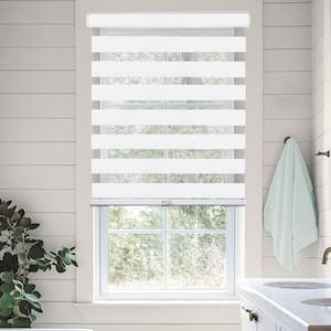 Basic Arctic Cordless Cut-to-Width Light Filtering Dual Layer Zebra Roller Shade 72 in. W x 72 in. L