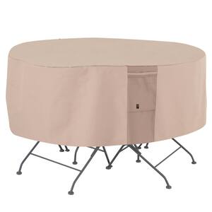 Monterey Water Resistant Round Outdoor Patio Table and Chair Cover, 94 in. DIA x 23 in. H, Beige
