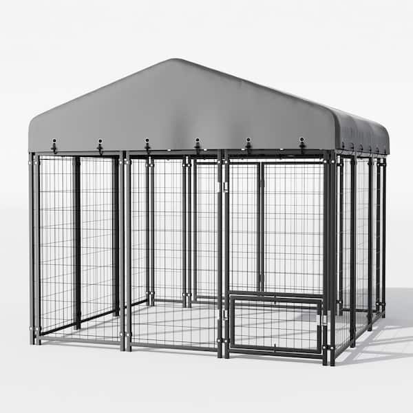 6 ft. x 6 ft. Large Dog Kennel Outdoor Dog Enclosure with Rotating Feeding Door and Weatherproof Dog Cage