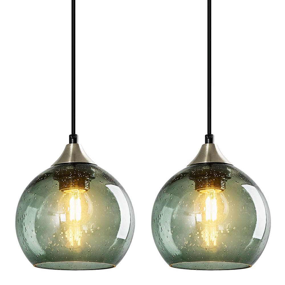 Home Lighting ‎60 Watts 1 Light 5. 9in Grey Green Glass Pendant Light for Kitchen Island, No Bulbs Included, 2Pack price history on PriceWatchPro