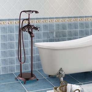 40 in. H x 8 in. W Single-Handle Claw Foot Tub Faucet with Hand Shower in Oil Rubbed Bronze