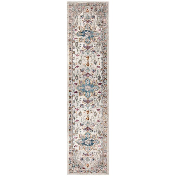 SAFAVIEH Aria Cream/Multi 2 ft. x 8 ft. Border Runner Rug