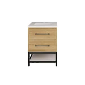 Victoria 24 in. W x 20 in. D x 35 in. H Single Sink Freestanding Frame Bath Vanity in Oak with White Acrylic Top