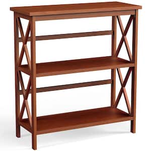 34 in. H Medium Wood Natural 3-Tier Bookshelf Wooden Open Storage Bookcase for Home Office