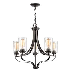 5-Light Oil Rubbed Bronze Chandelier with Glass Shades