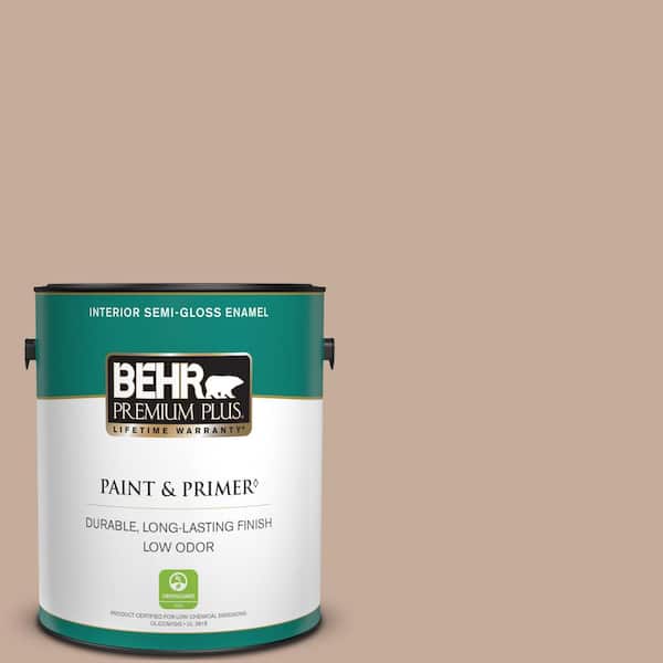 BEHR PREMIUM PLUS 1 gal. #ECC-57-1 California Stucco Semi-Gloss Enamel Low Odor Interior Paint & Primer