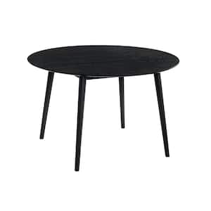 Arcadia 48 in. Black Wood Round 4-Seat Dining Table